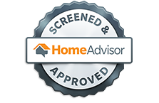 A screened and home advisor approved seal on a white background.