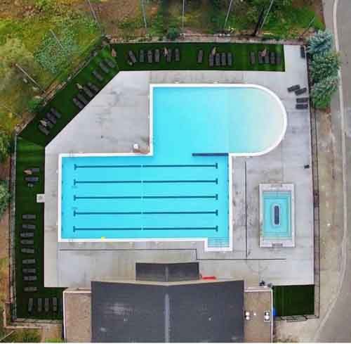 aerial view of large pool