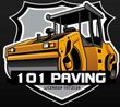 The logo for 101 paving is orange on a white background