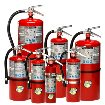 fire extinguishers in cabinets