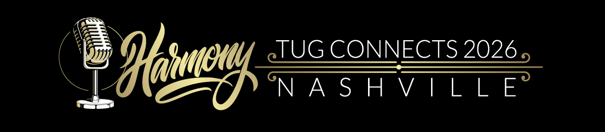 Logo for TUG Connects 2026 in Nashville. Includes a microphone, the word 