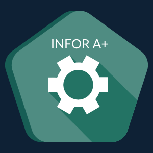 A green logo for the Infor A+ network group with a gear on it