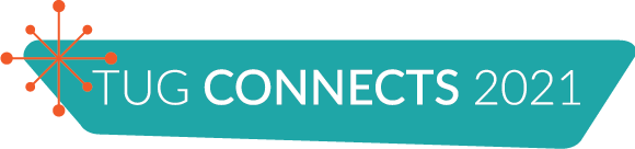 A green sign that says tug connects 2021 on a white background.
