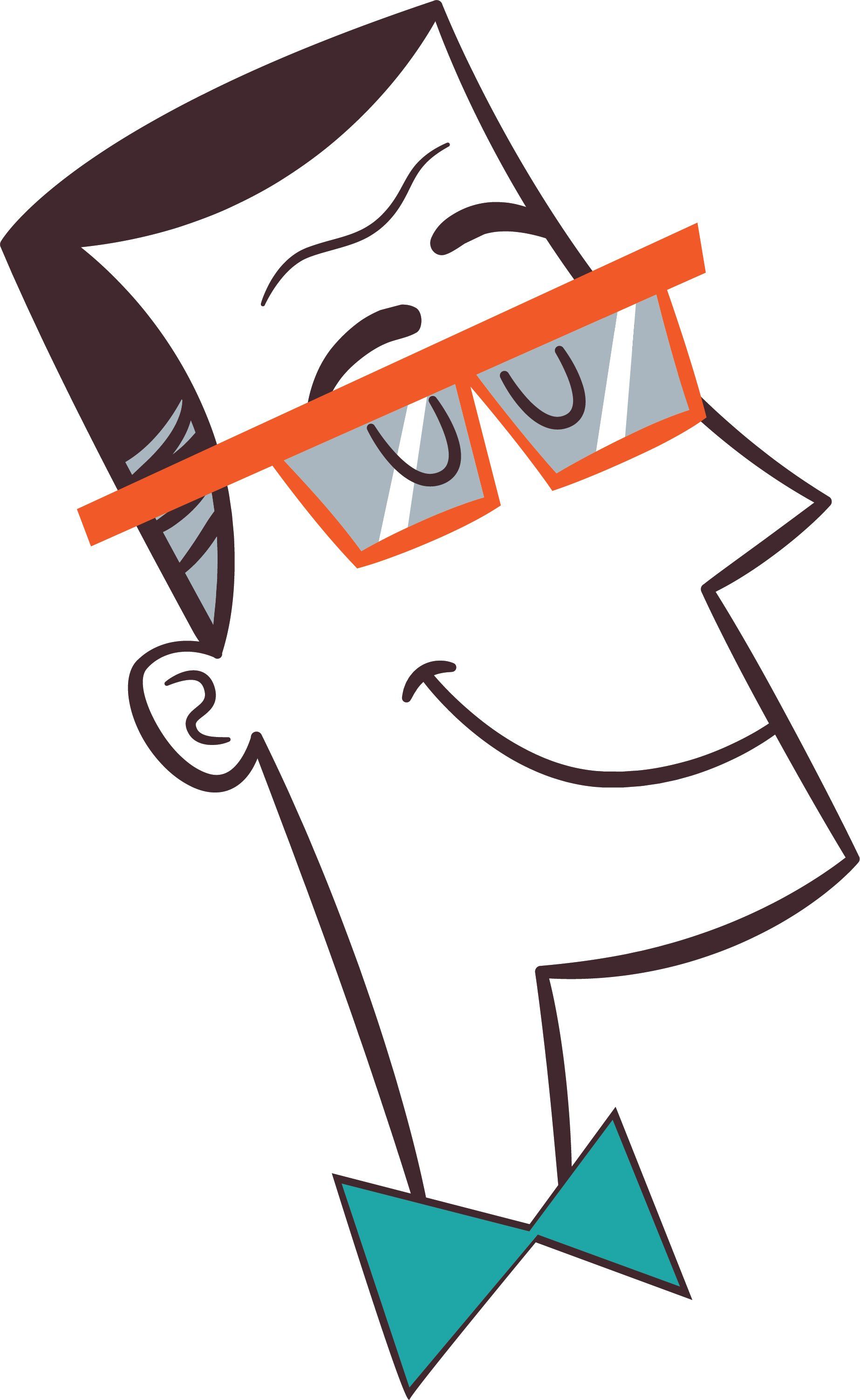 A retro cartoon man's head closes his eyes behind his glasses and looks up to the side.