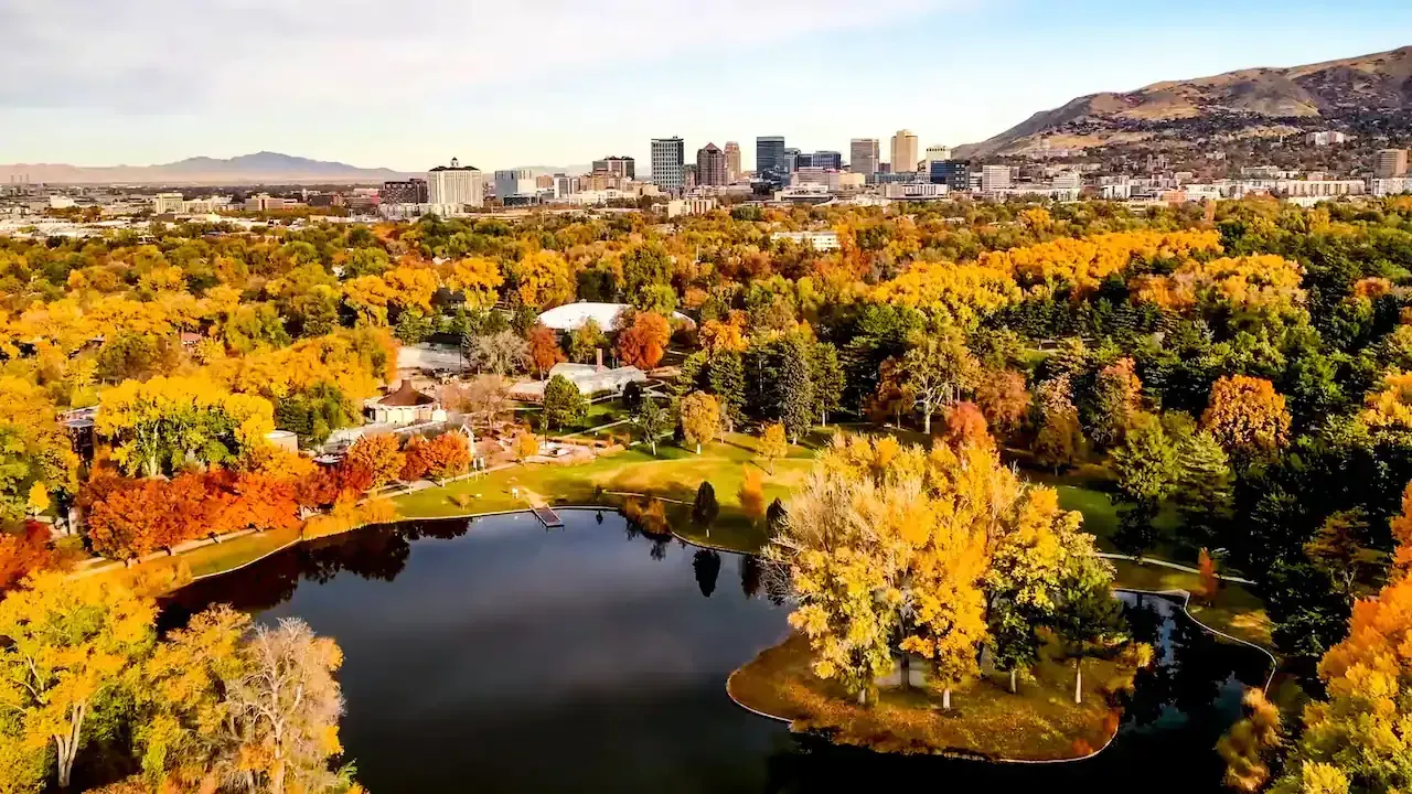 Hyatt Regency Salt Lake City fall leaves city view