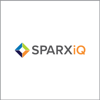 A colorful logo for a company called sparx IQ.