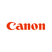 A red and white canon logo on a white background