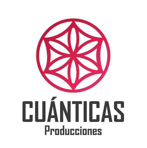 Un fondo rojo con un logo blanco para cuanticas producciones