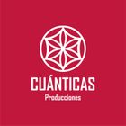 Un fondo rojo con un logo blanco para quanticas producciones