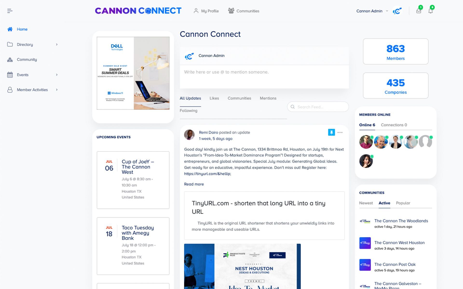 Cannon Connect homepage