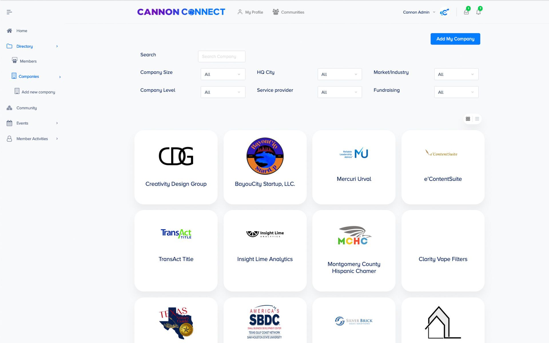 Cannon Connect Company directory