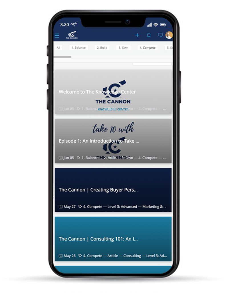 screenshot of the knowledge center on mobile