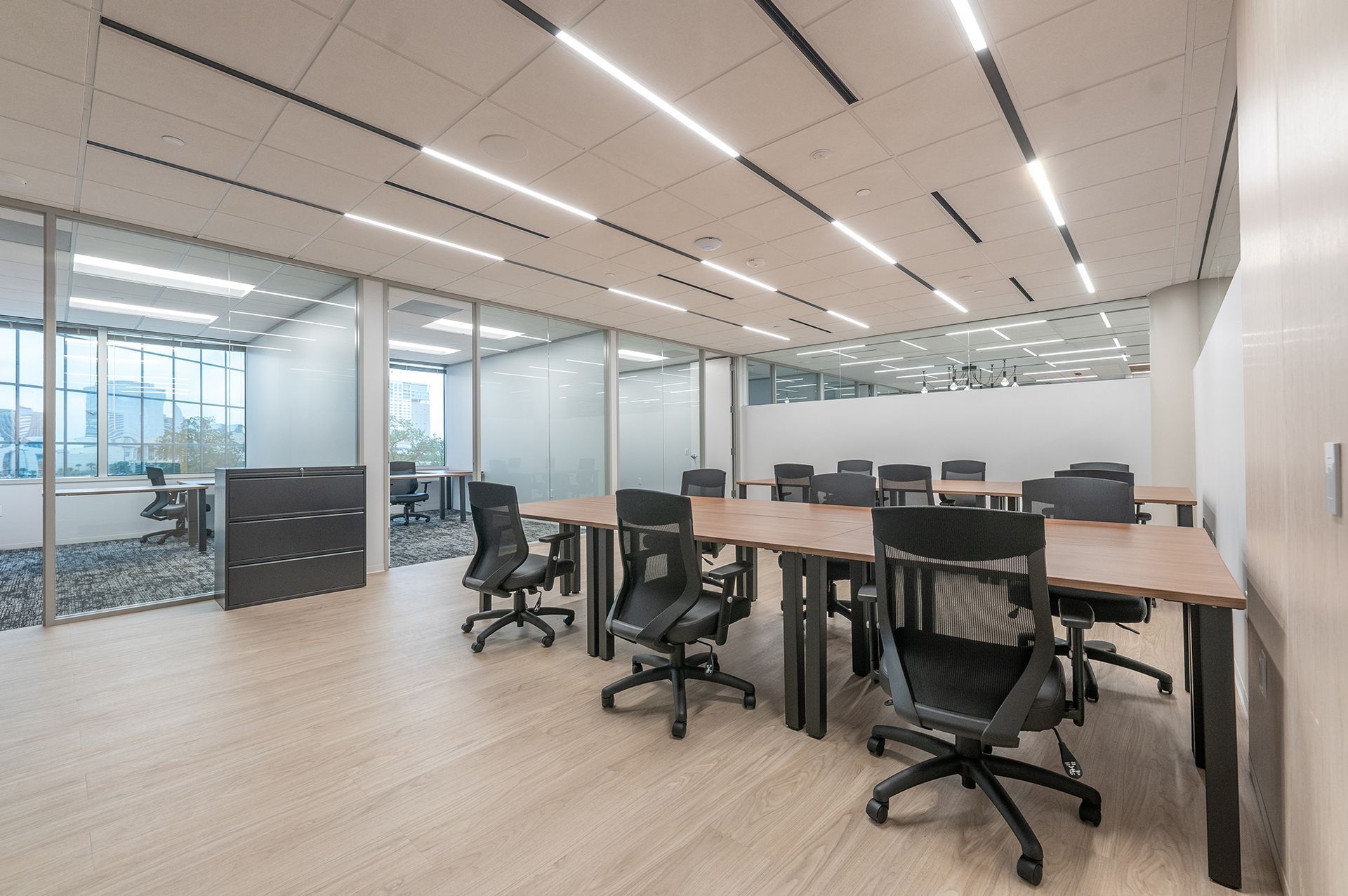 shared desk and work area
