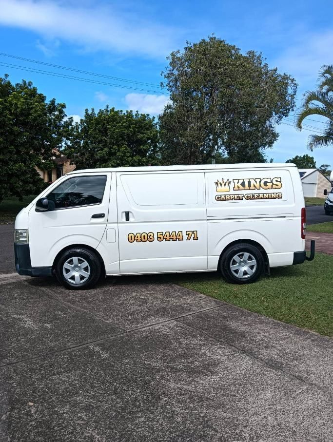 A White Van is Parked on the Side of the Road in a Driveway — King's John Carpet Kleaning & Pest Control In Currimundi, QLD