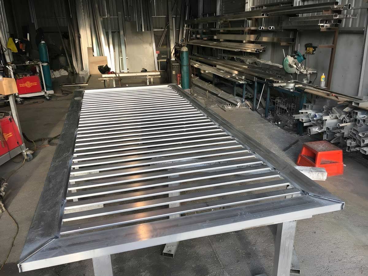 A Metal Table Is Sitting In A Room In A Welding Shop — Brumb's Welding & Fabrication in Biggera Waters, QLD