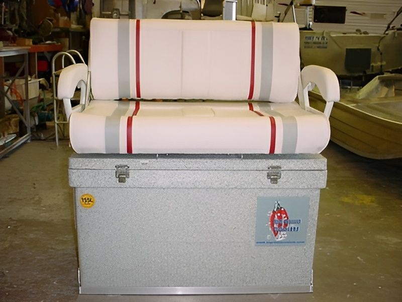 A White Couch Is Sitting On Top Of A Metal Box — Brumb's Welding & Fabrication in Biggera Waters, QLD