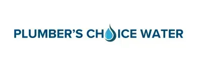 Logo of "Plumber's Choice Water" with a water droplet graphic in teal.