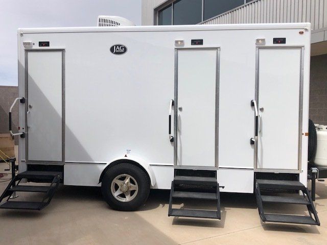 White Shower Trailer Truck — Albuquerque, NM — AAA Pumping Service Inc.