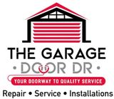 A red and black logo for the garage door dr