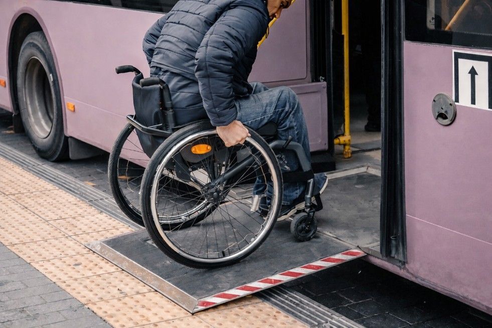 A Bus Equipped With Wheel Chair Ramp