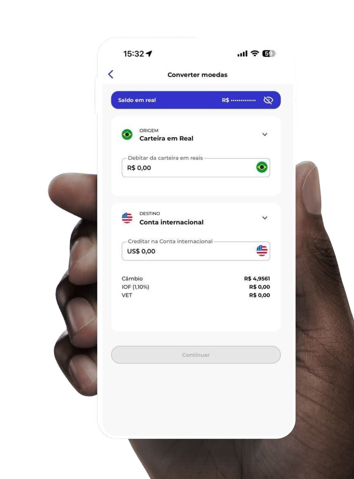 Uma pessoa está segurando um celular na mão.