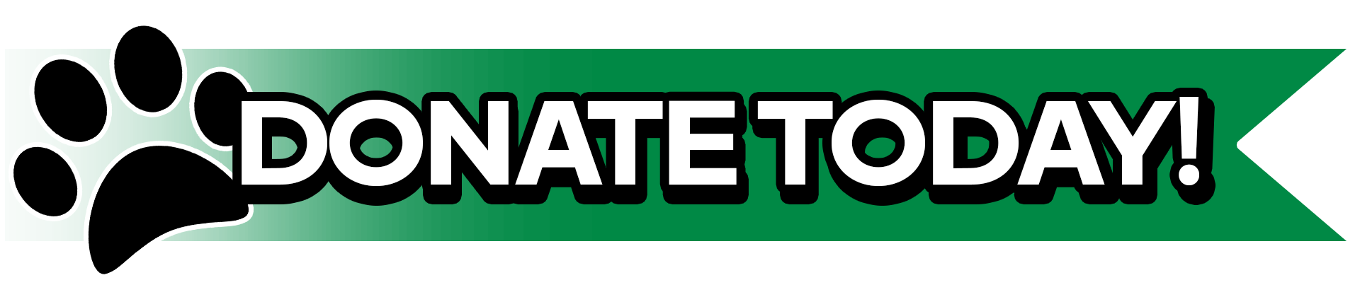 A donate today sign with a paw print on it