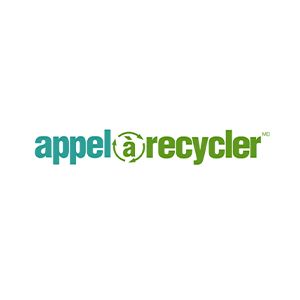 Un logo vert et blanc pour appel un recycleur sur fond blanc.