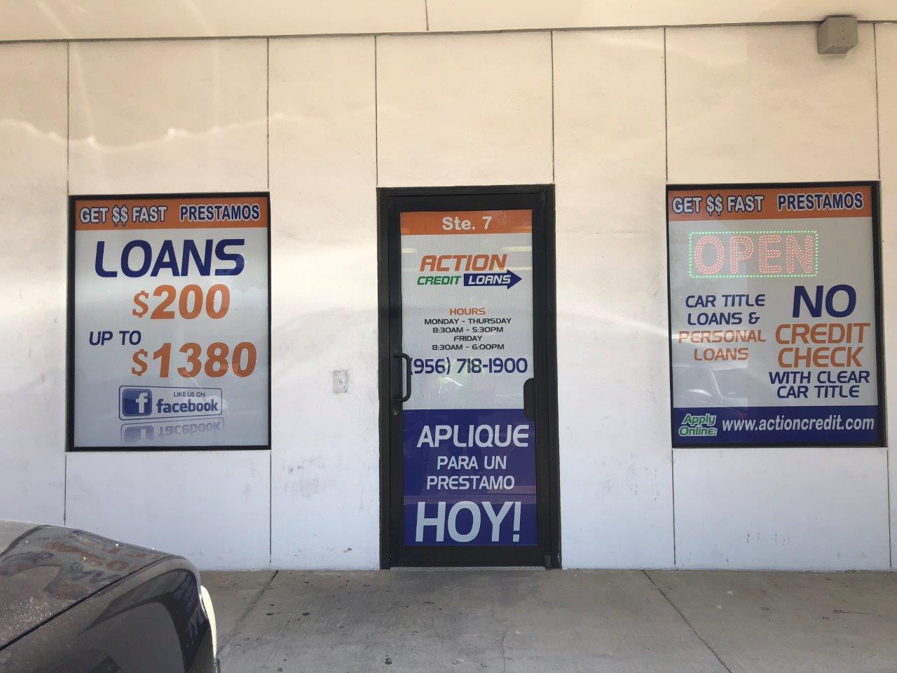 Door Signs  — Action Credit Loan Signage  in Laredo, TX