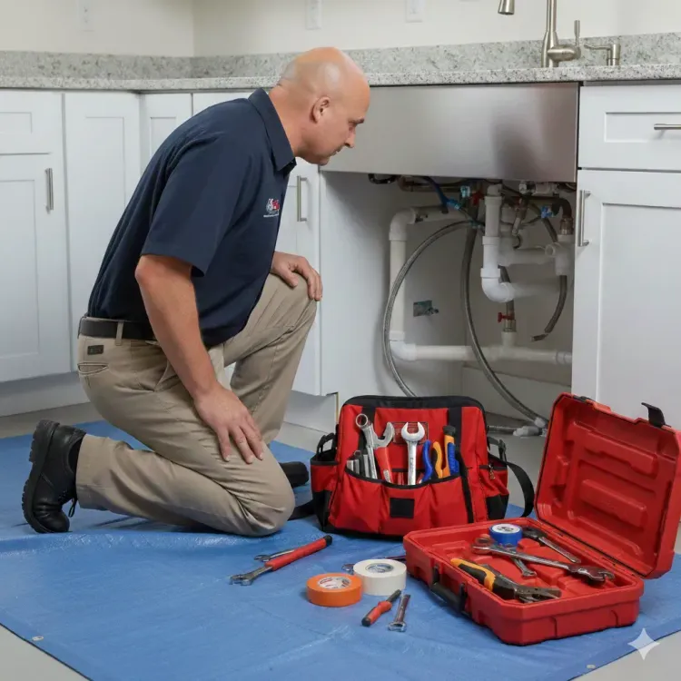Expert plumber providing plumbing repair service at customer home in Utah County