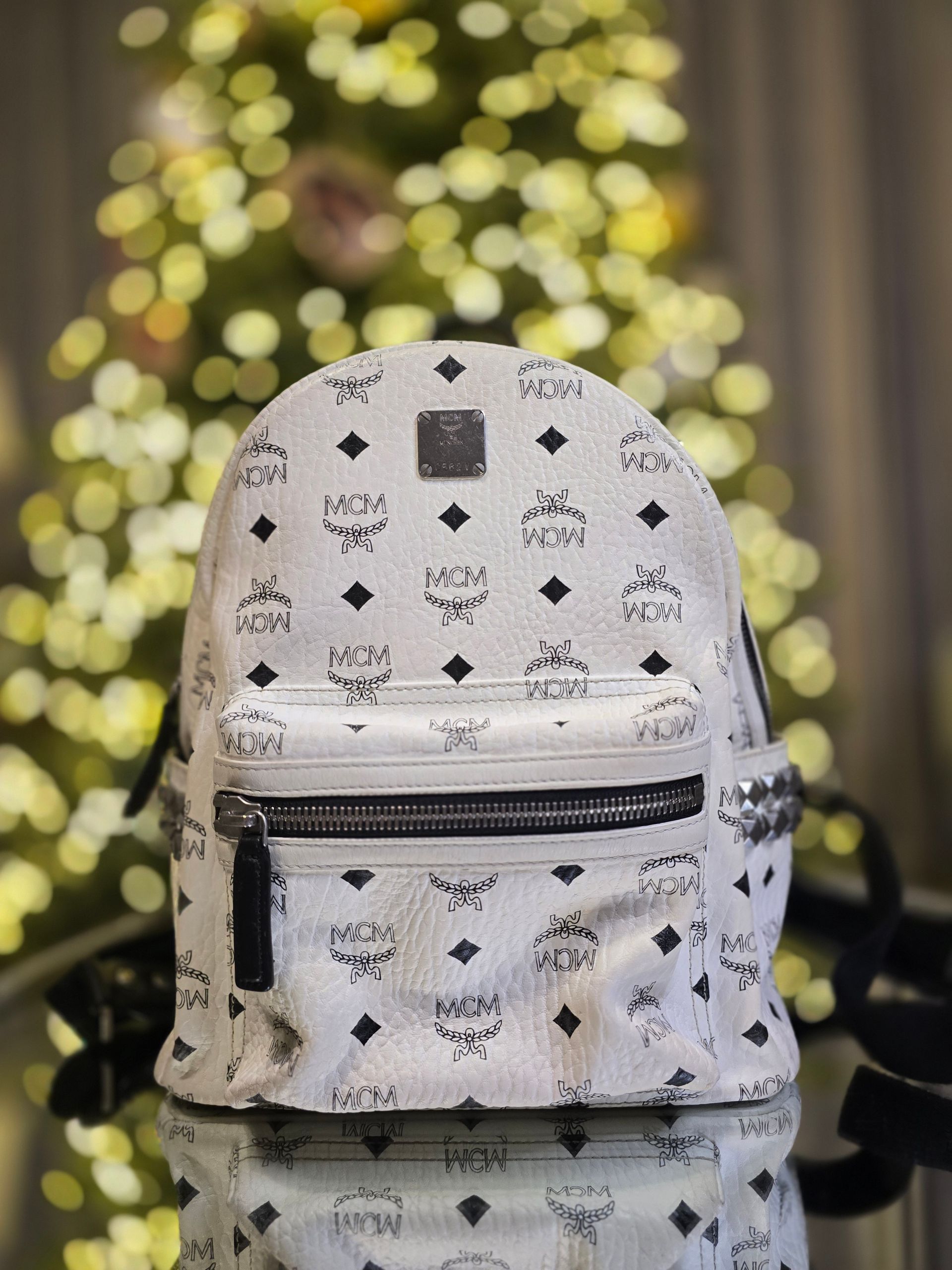 MCM Small White Backpack