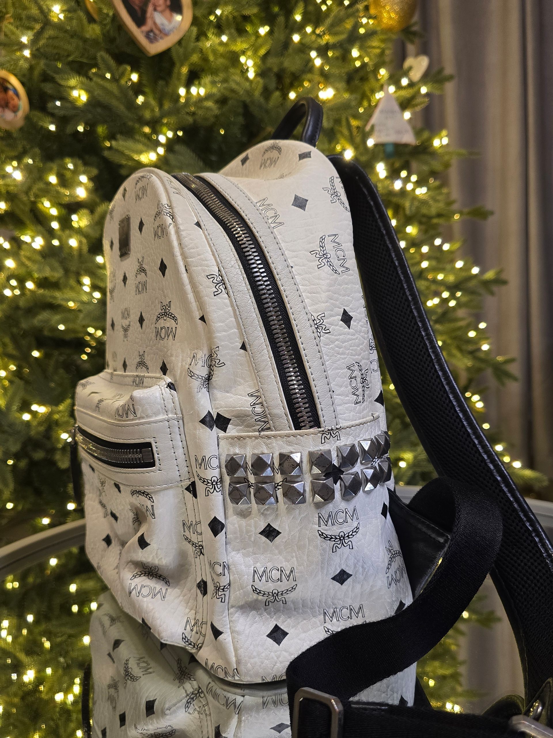 MCM Small White Backpack