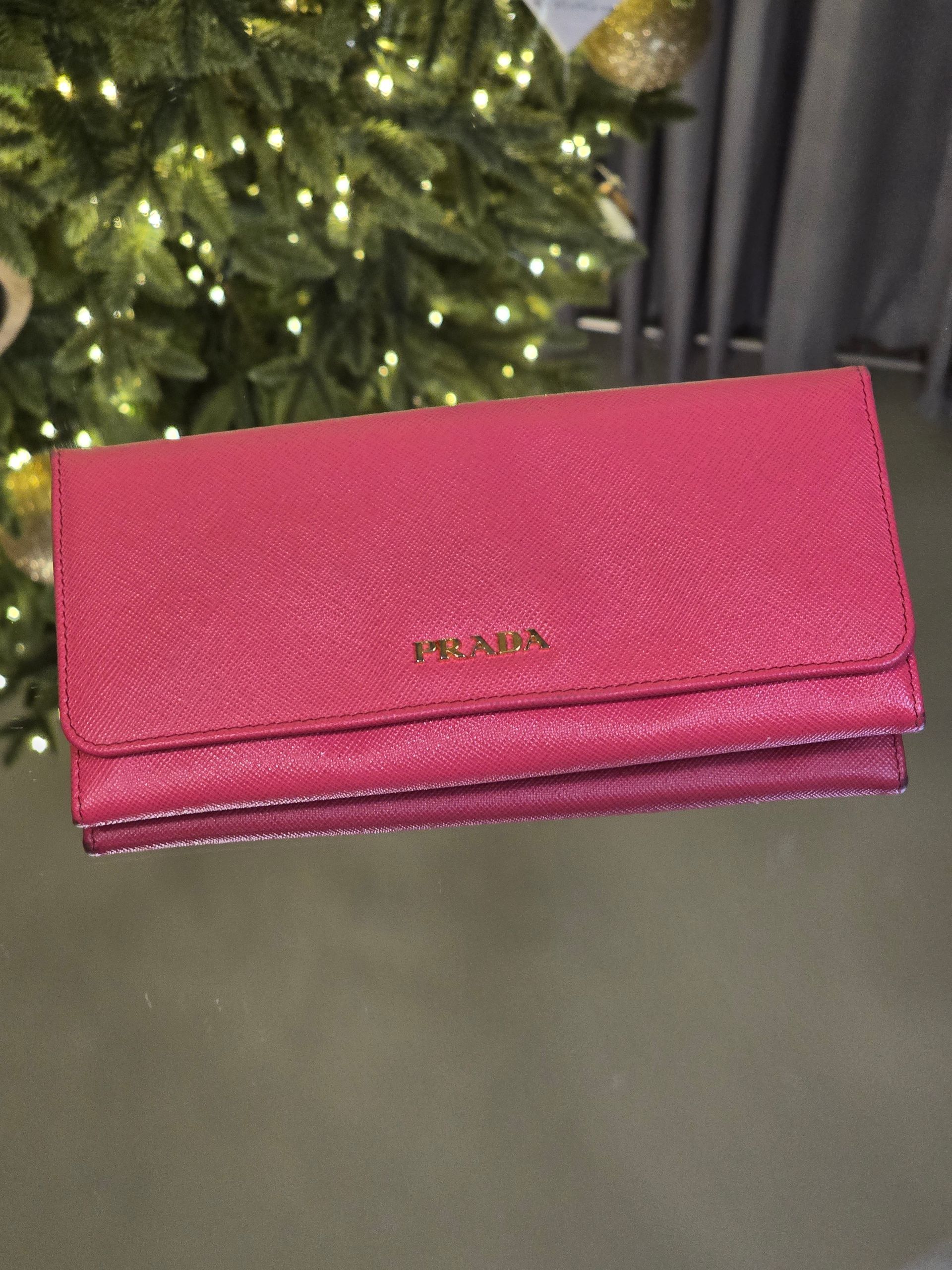 Prada Pink Saffiano Leather Wallet