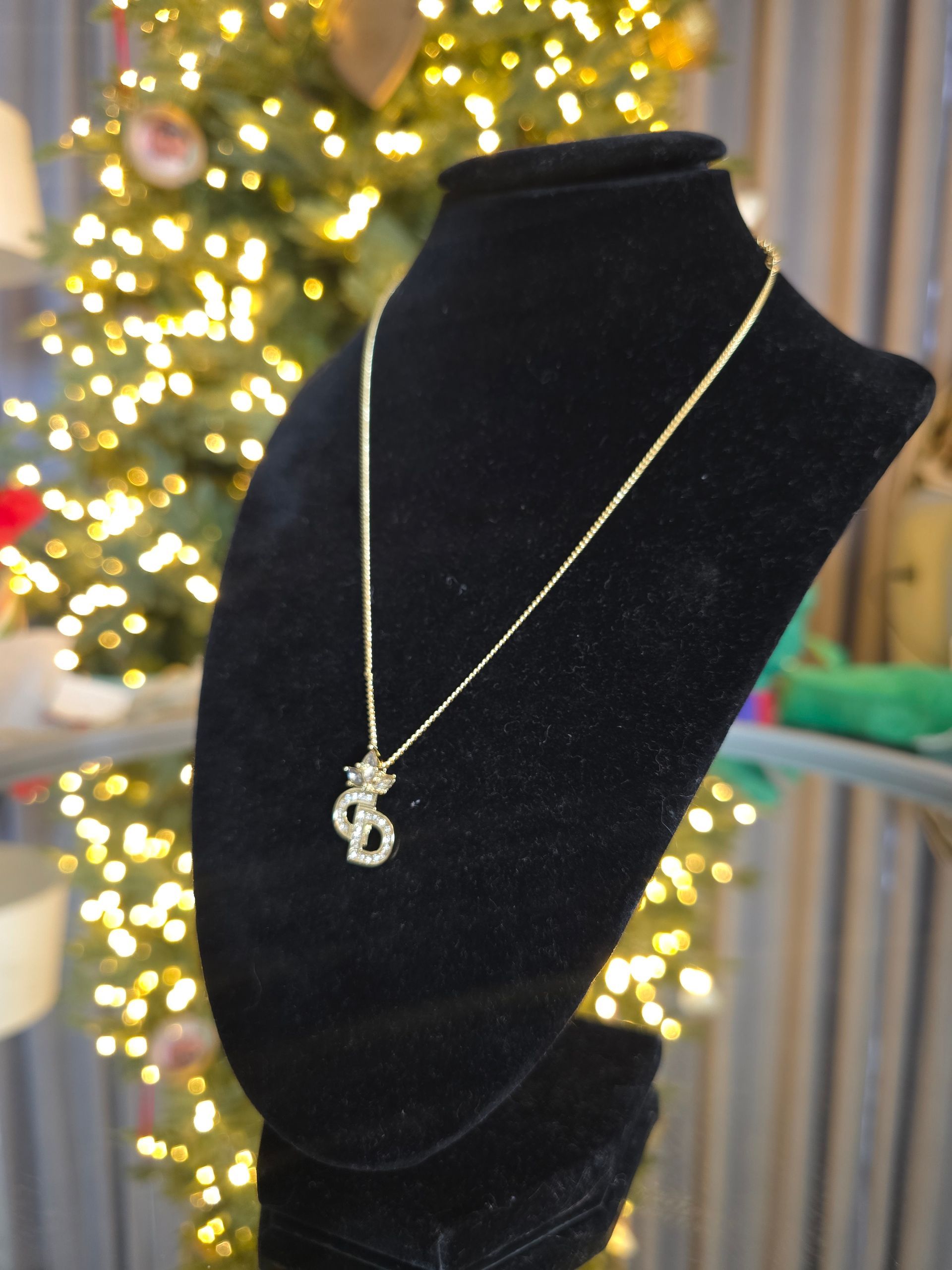 Christian Dior Gold Rhinestoned Necklace