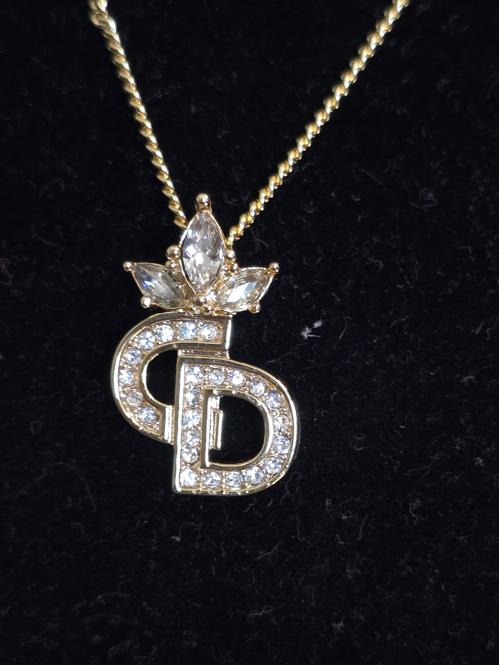 Christian Dior Gold Rhinestoned Necklace