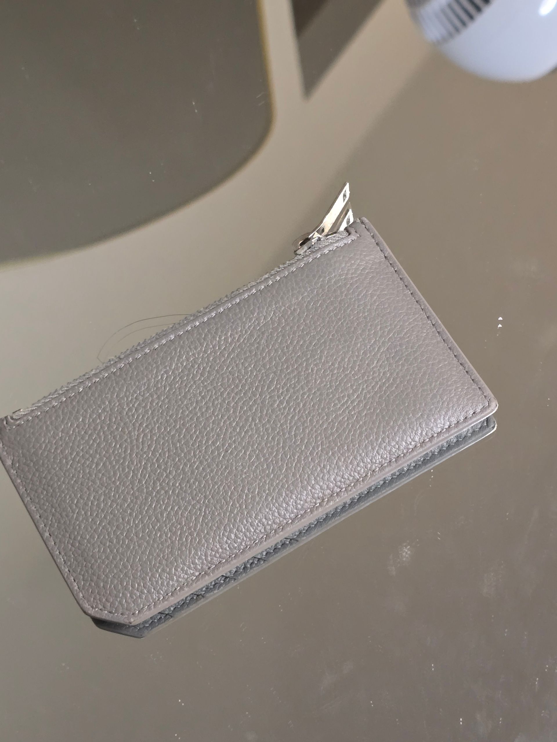 Saint Laurent Gray Leather Coin/Card Wallet