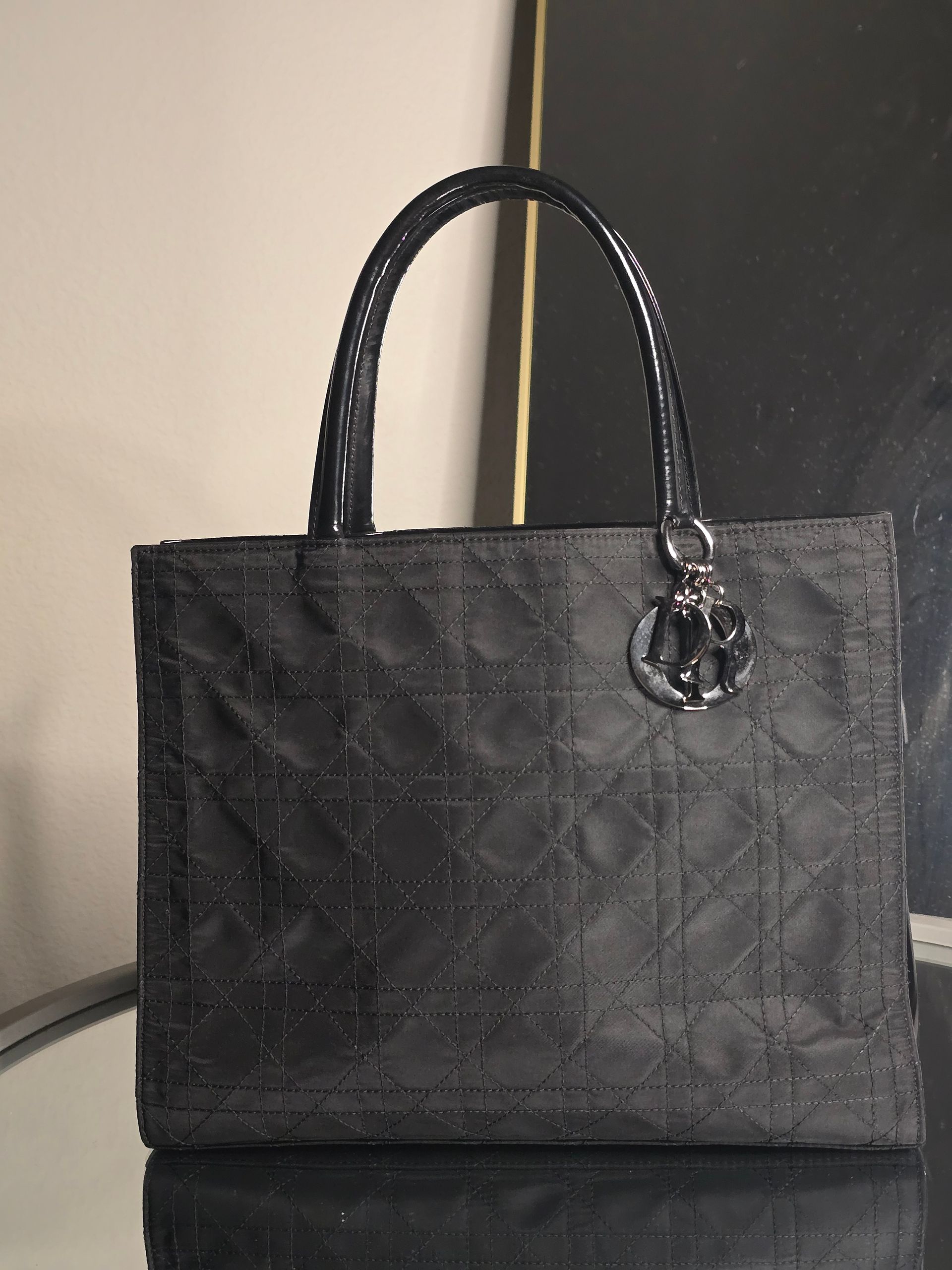 Christian Dior Cannage Nylon/Patent Leather Tote Bag