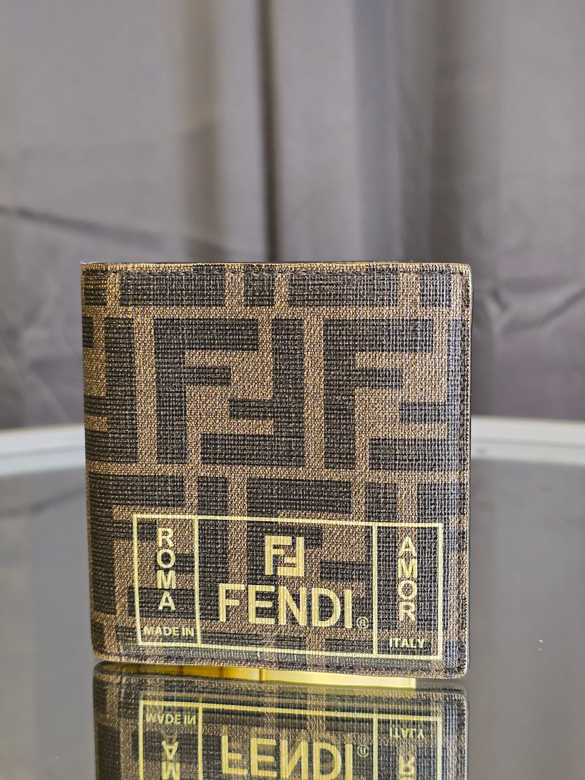 Fendi Bifold Coated Canvas Leather Wallet