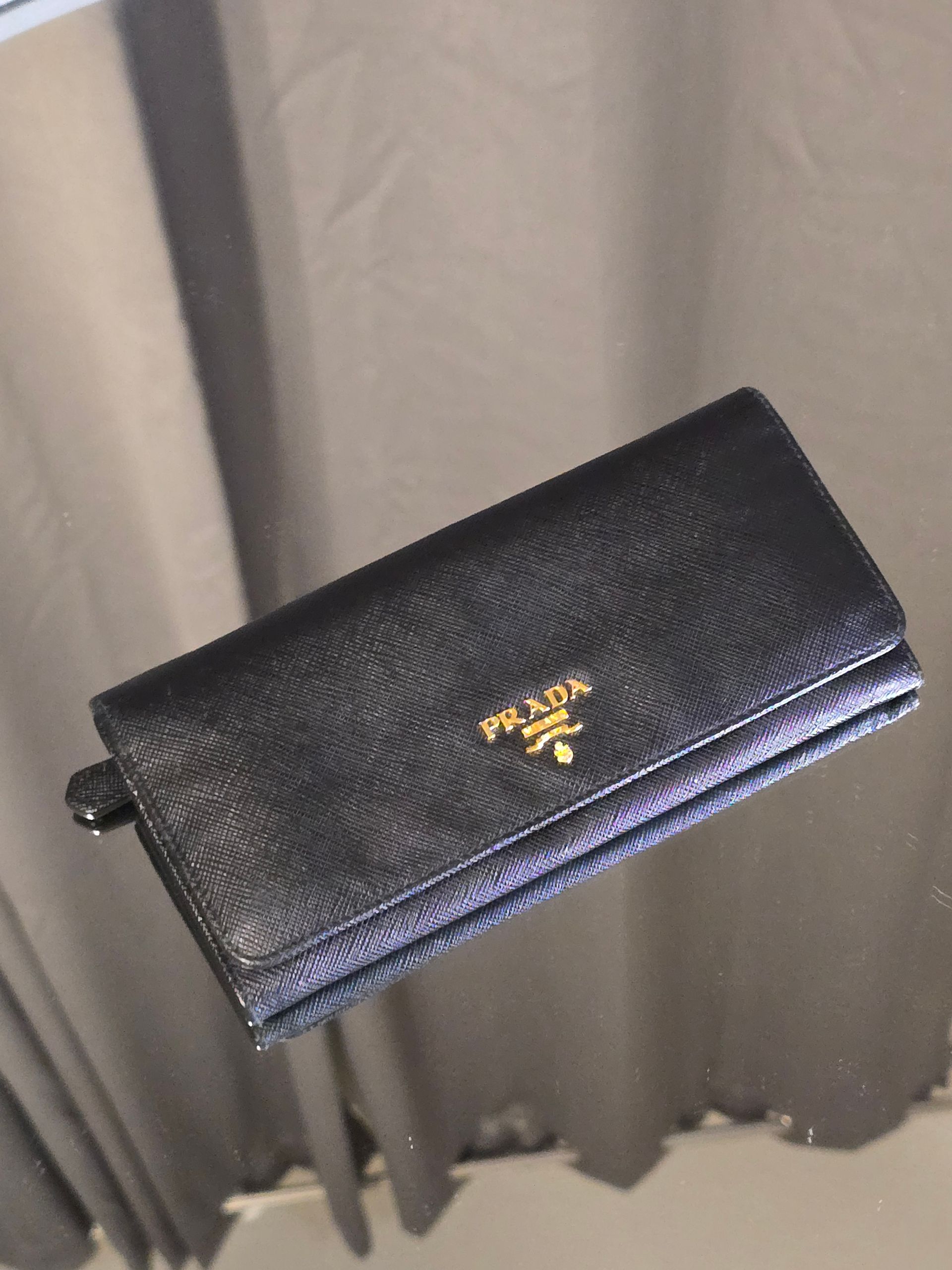 Prada Saffiano Black Long Wallet