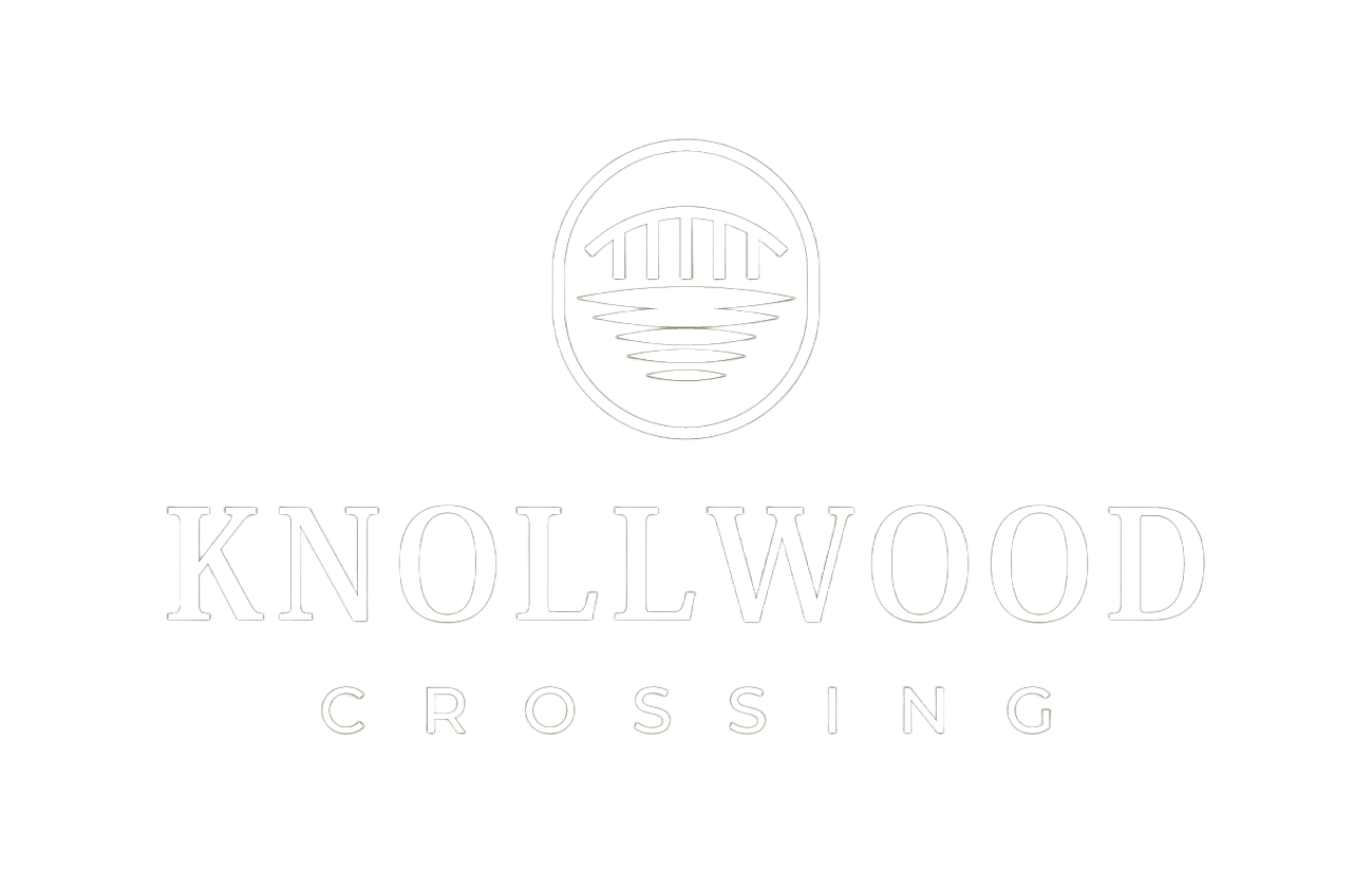 Knollwood crossing logo white - Footer - Click to go home