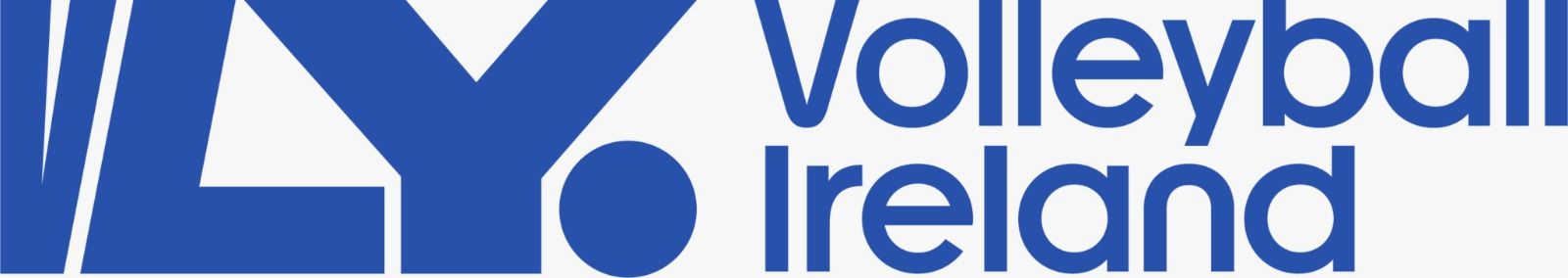 Logo for Volleyball Ireland, blue and white, with stylized letters and the organization's name.