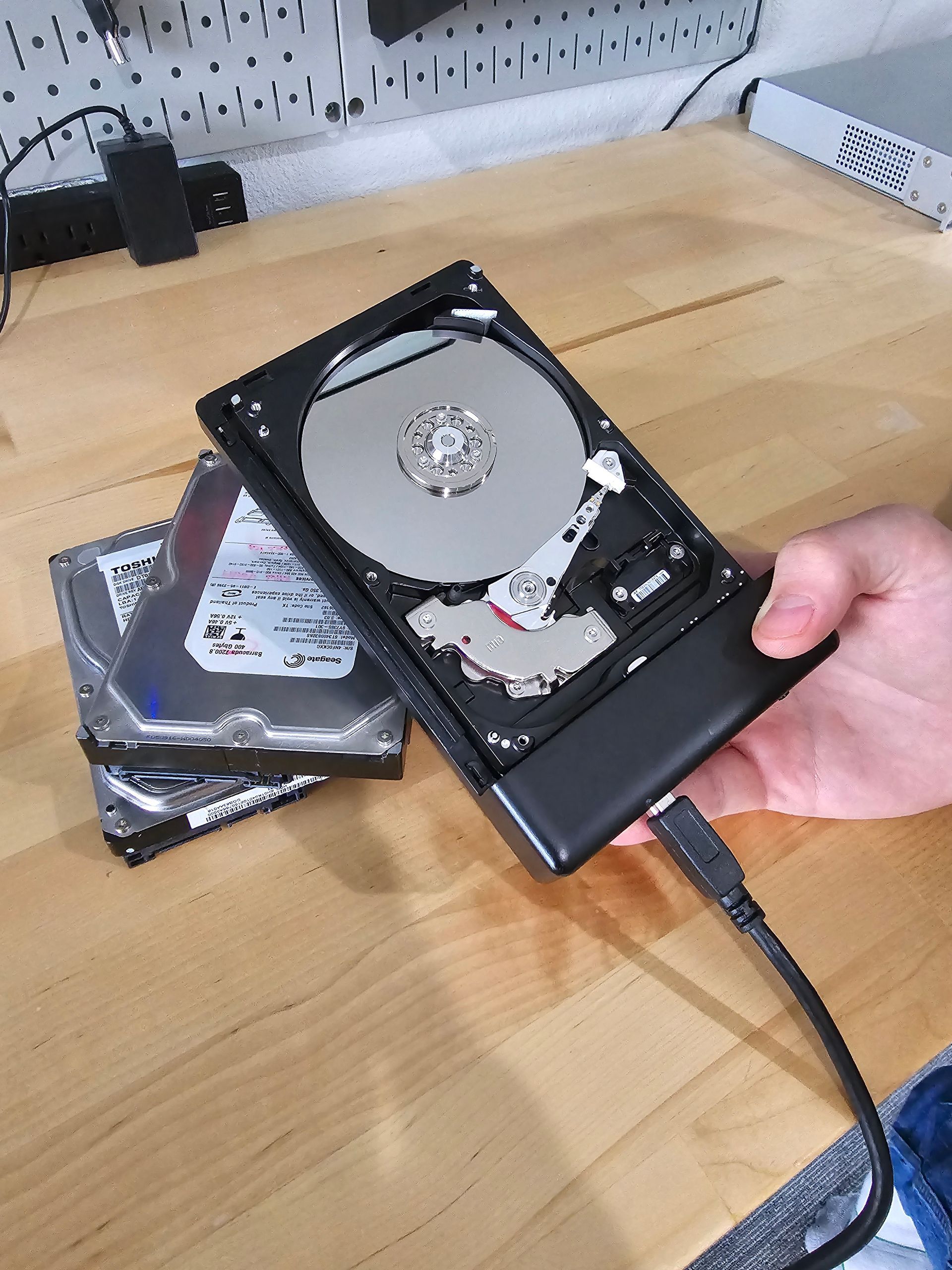 Hard drive for storing data.