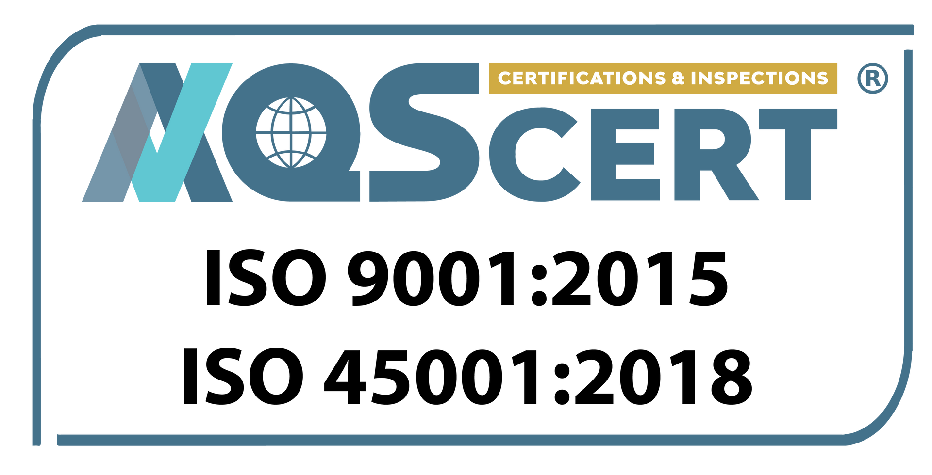 Un logo per un'azienda certificata iso 9001:2015 e iso 45001:2018.