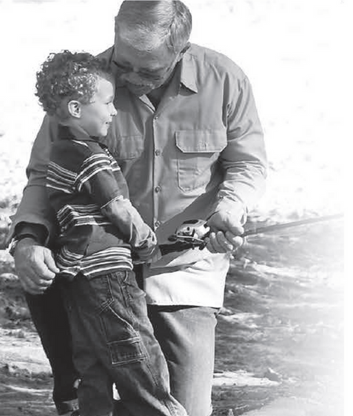 Grandfather and Son Fishing