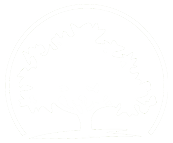 Tree silhouette inside a semi-circle.