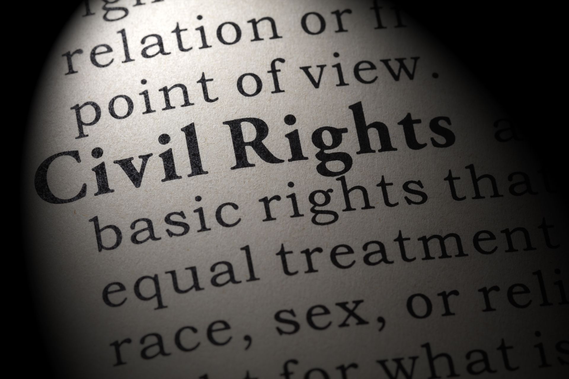 A close up of the word civil rights in a dictionary