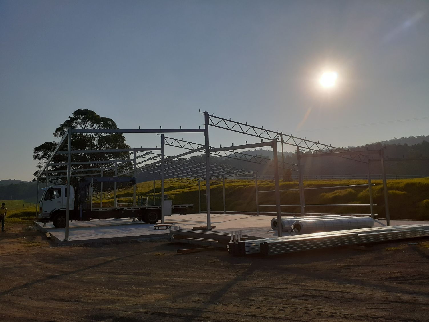 On Going Roof Construction Under Sunset - Handrails in Shoalhaven, NSW