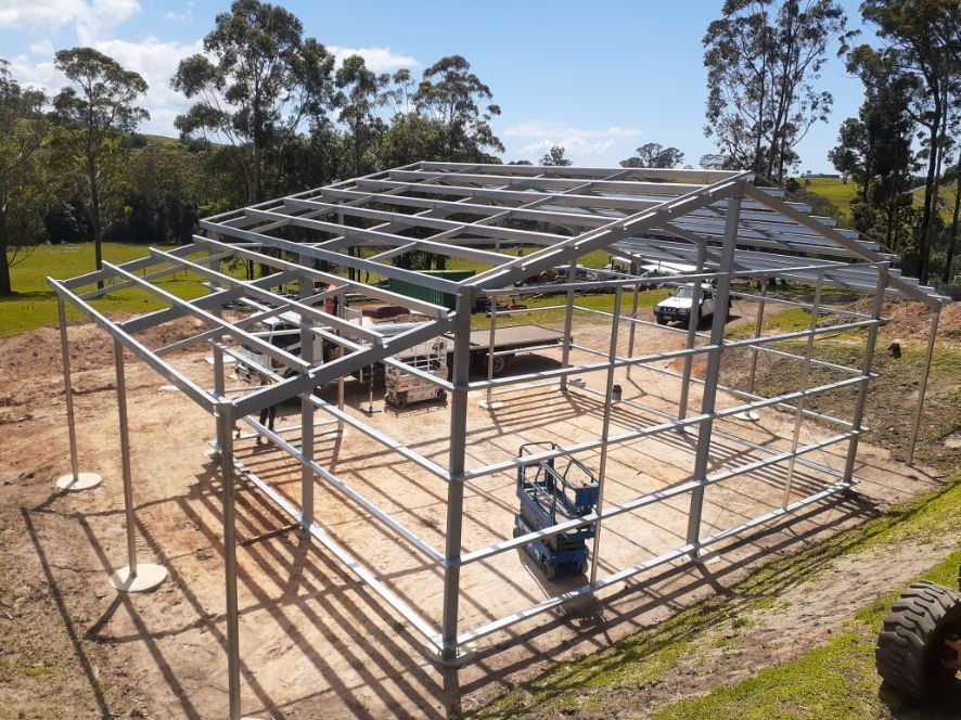 Rural Storage Under Construction Shed with Aluminum Roof Frame - Handrails in Shoalhaven, NSW