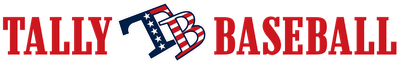 Tally Baseball header logo with TB initials and American flag style