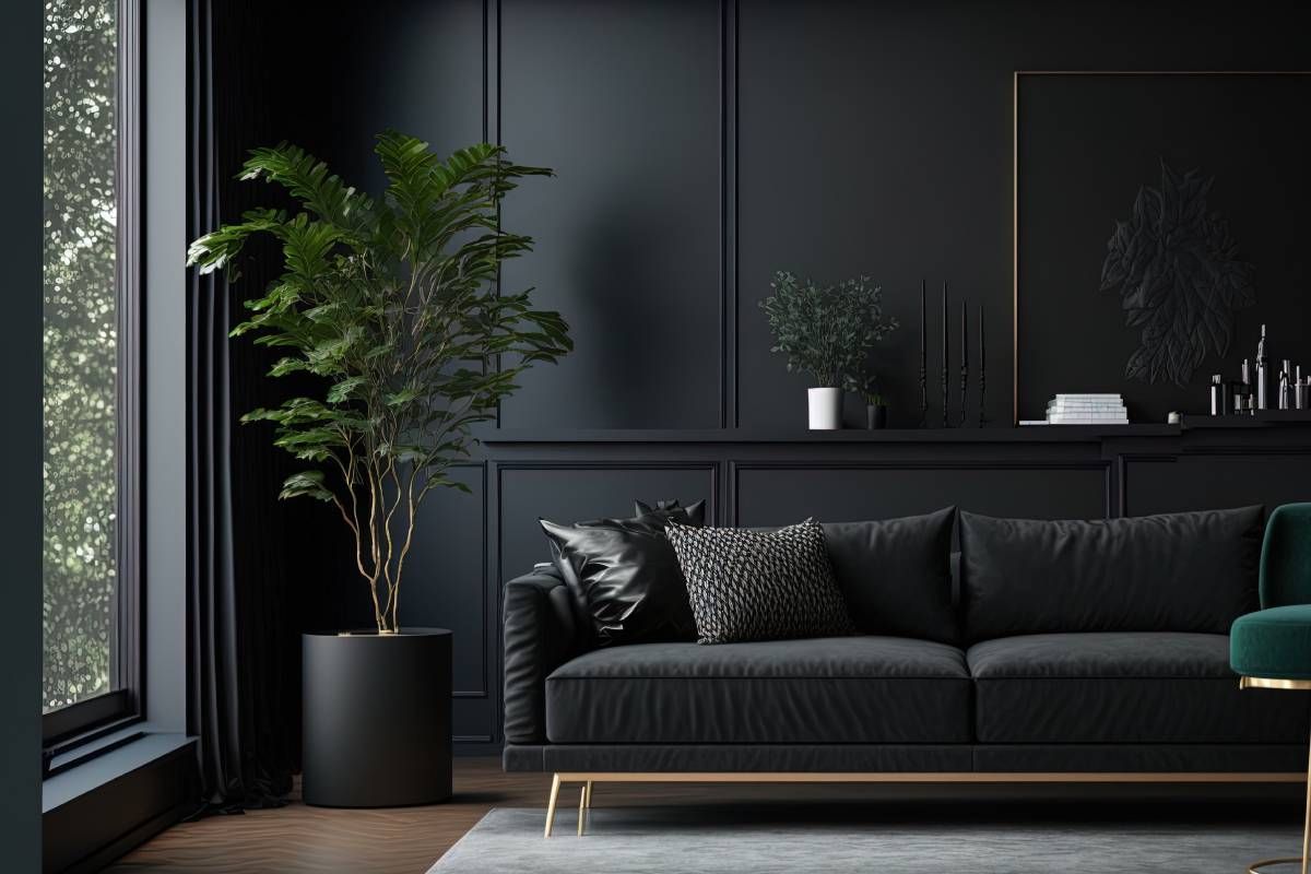 Living room featuring a dark black paint color near Lexington, KY