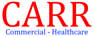 CARR Commercial-Healthcare logo in red and blue text on a white background